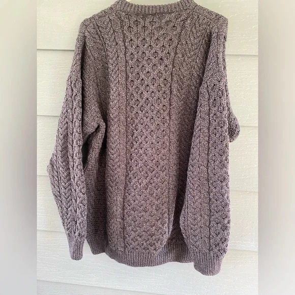 Shannon Woolen Mills Merino Wool Cardigan Sweater XL Charcoal Ireland Fisherman - Picture 3 of 3